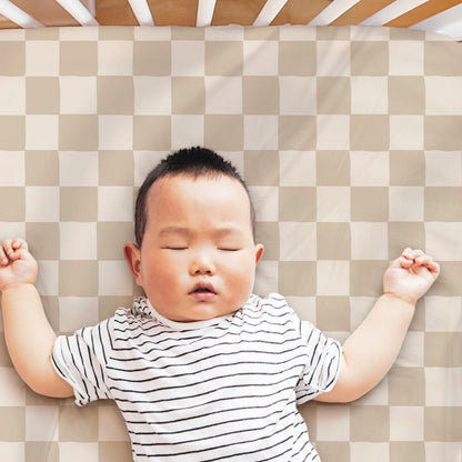 Check & Solid 4-Pack Fitted Organic Cotton Jersey Crib Sheet Set by The Peanutshell