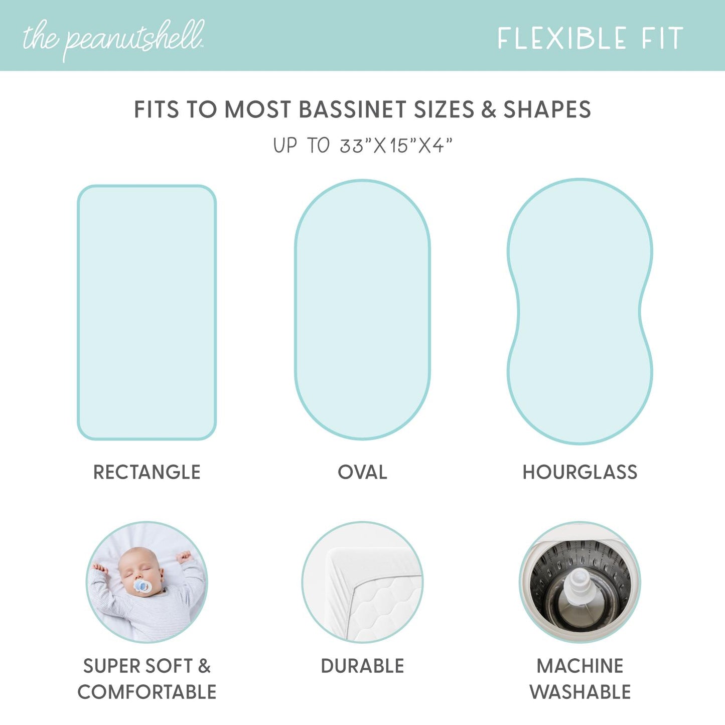 Classic Check Organic Cotton Unisex Baby Bassinet Sheets 4-Pack by The Peanutshell