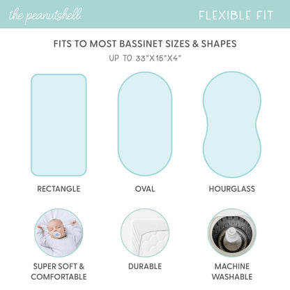 Classic Check Organic Cotton Unisex Baby Bassinet Sheets 4-Pack by The Peanutshell