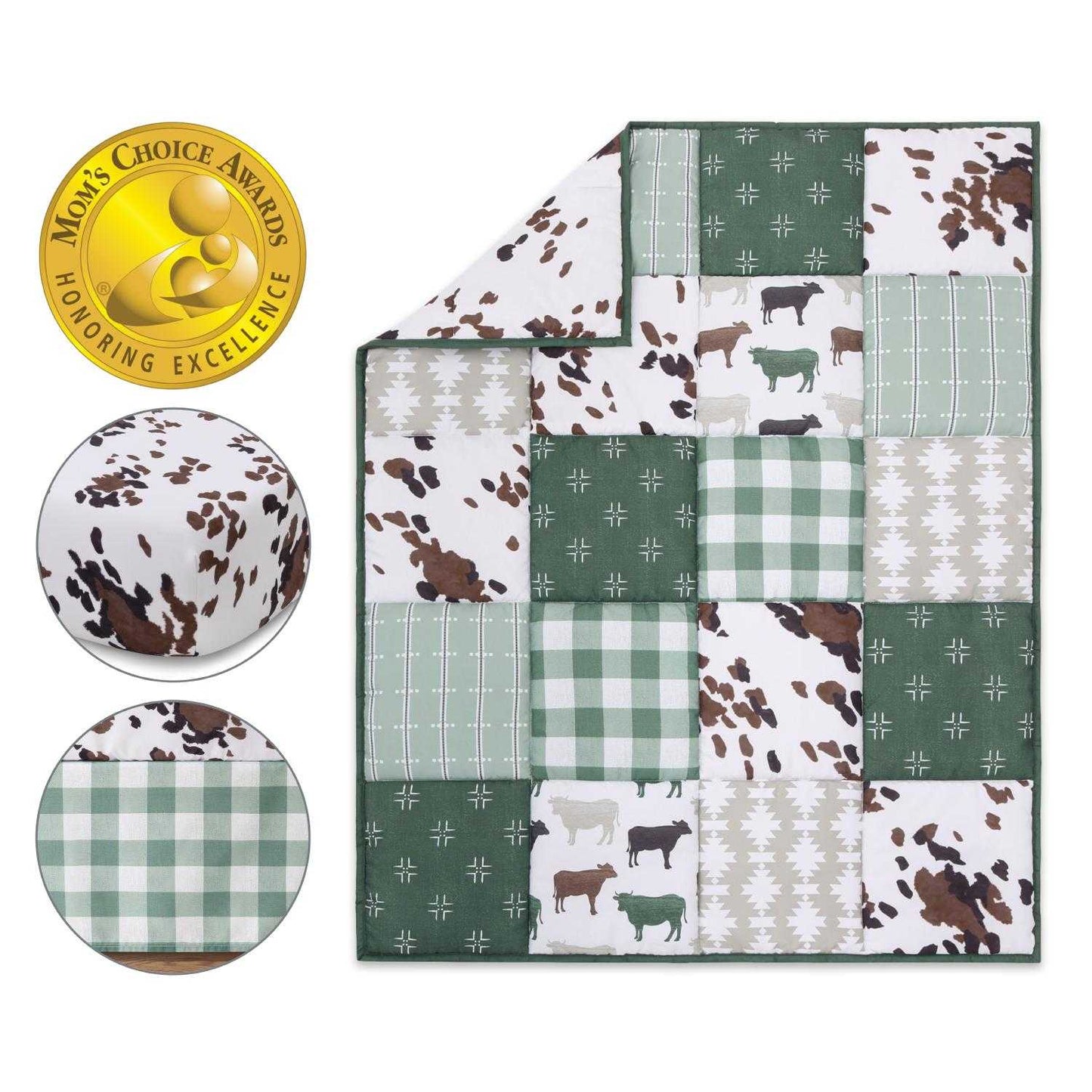 Boho Farmhouse Patchwork 3 Piece Baby Boys Crib Bedding Set by The Peanutshell