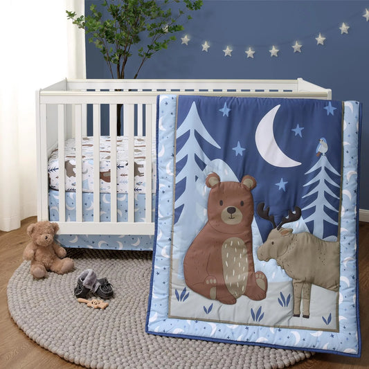 Forest Under the Stars 3 Piece Baby Boys Crib Bedding Set by The Peanutshell