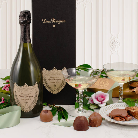 Handmade Chocolate Truffles & Dom Pérignon Champagne Wine Gift Basket