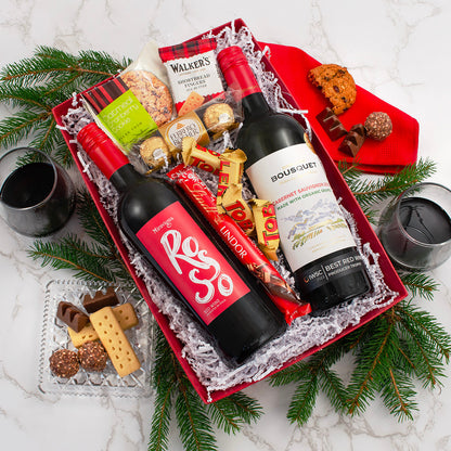 Winter Love: Luscious Holiday Sweets & Red Wine Duo Gift Box