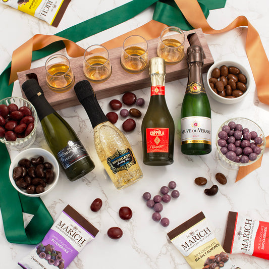 Just Delicious Chocolates & Sparkling Wine Sampler Gift Tray