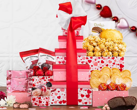 Tower of Hearts: Valentine's Day Sweet Treats Gift Tower