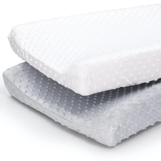 Grey & White Minky Dot Unisex Baby Changing Pad Covers Set of 2 by The Peanutshell