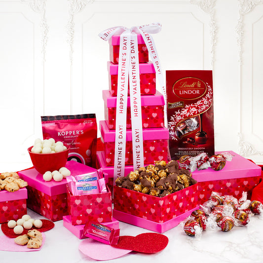 Gift Tower of Romance Valentine's Day 5 Box Chocolate & Sweet Snacks