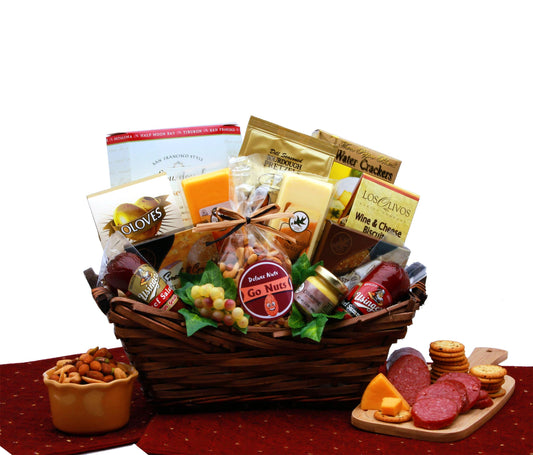 Gourmet Delights Savory Wooden Tray Gift Basket by GBDS