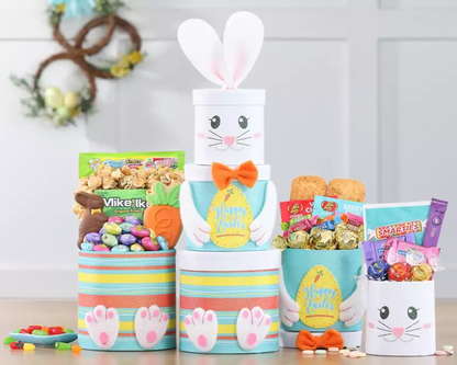 Sweet White Bunny: Chocolate & Treats Easter Gift Tower