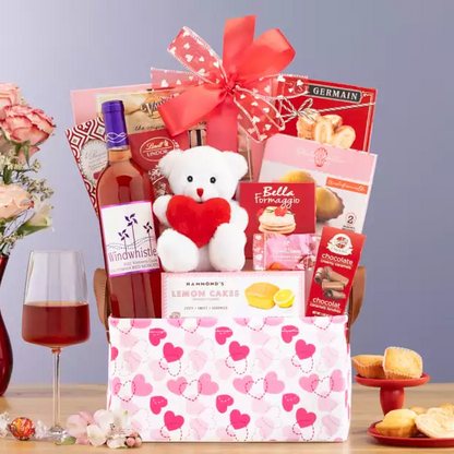 Windwhistle Red Moscato: Romantic Valentine's Day Savory & Sweet Gift Basket