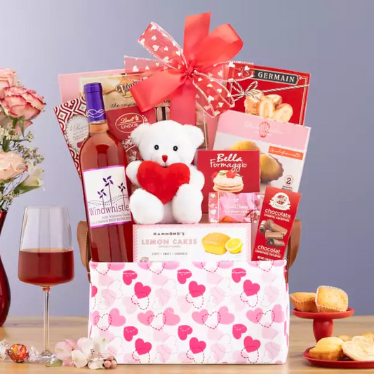 Windwhistle Red Moscato: Romantic Valentine's Day Savory & Sweet Gift Basket