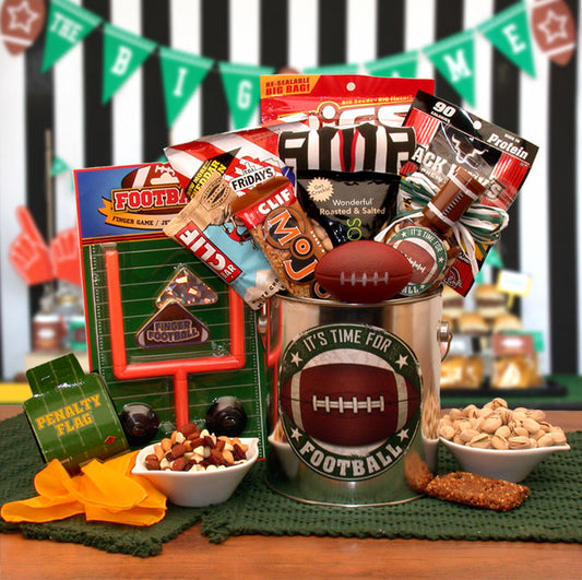 It's Football Time! Men's Sports Theme Snacks Gift Pail for Any Occasion by GBDS