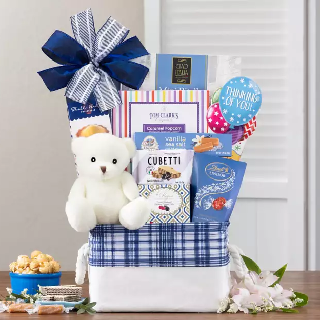 Bear Hugs: Thinking of You Gift Basket with Teddy Bear Plush Toy