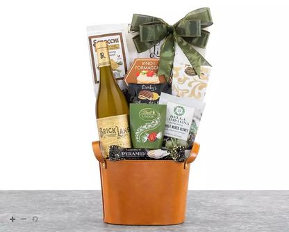 Brick Lane Mixed Gourmet & Chardonnay White Wine Gift Basket for Any Occasion