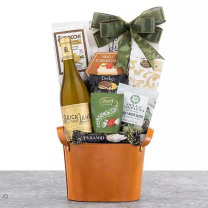 Brick Lane Mixed Gourmet & Chardonnay White Wine Gift Basket for Any Occasion