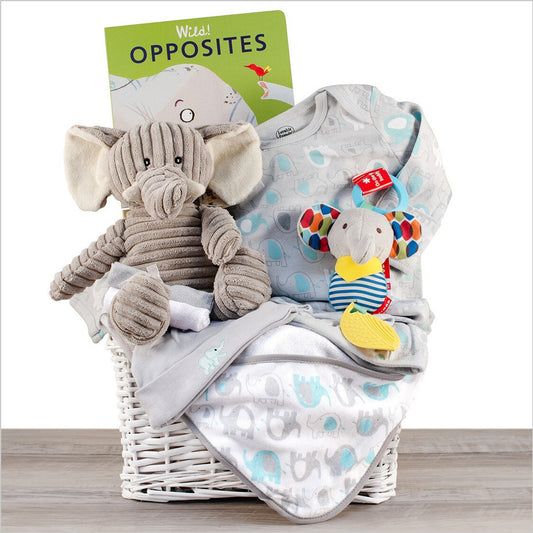 Welcome Little Peanut: Unisex Elephant Themed Baby Shower Gift Basket