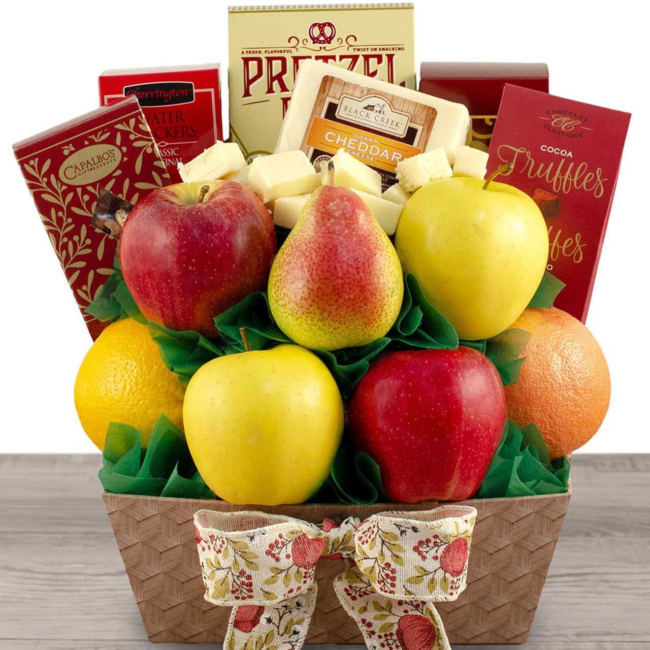 Bountiful Treats: Fruit with Sweet & Savory Snacks Gift Basket