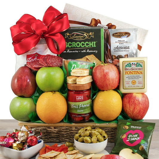 Orchard Bliss: Fresh Fruit & Delicious Snacks Gift Basket