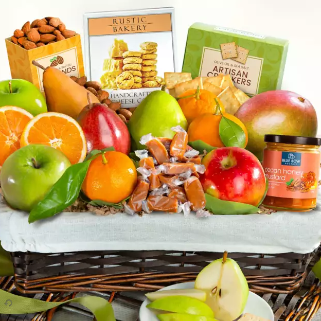 Deluxe Fruit and Favorites Gift Basket for Any or Every Occasion