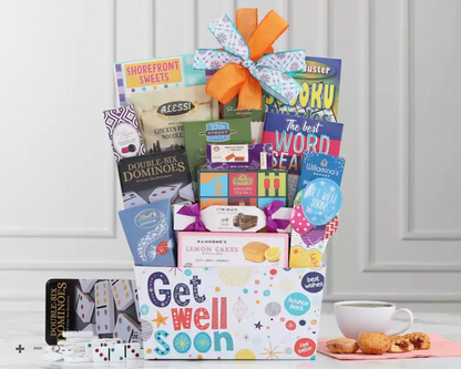 Feel Better Soon: Get Well Gift Basket with Puzzles and Snacks