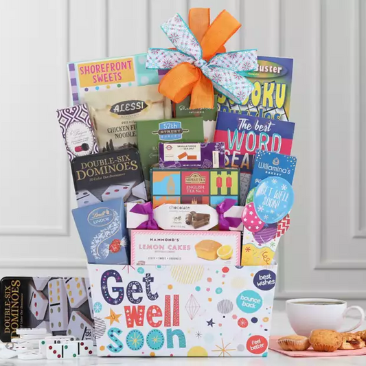 Feel Better Soon: Get Well Gift Basket with Puzzles and Snacks