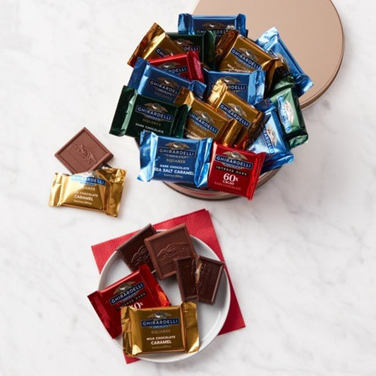 Golden Ghirardelli: Assorted Chocolate Squares in Gold Gift Tin