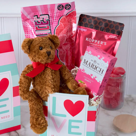 Love Is Sweet: Valentine's Day Gift Box with Treats & Plush Teddy Bear Toy
