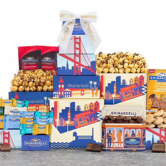 Ghirardelli Collection: Premium Caramel Corn, Milk & Dark Chocolate Gift Tower