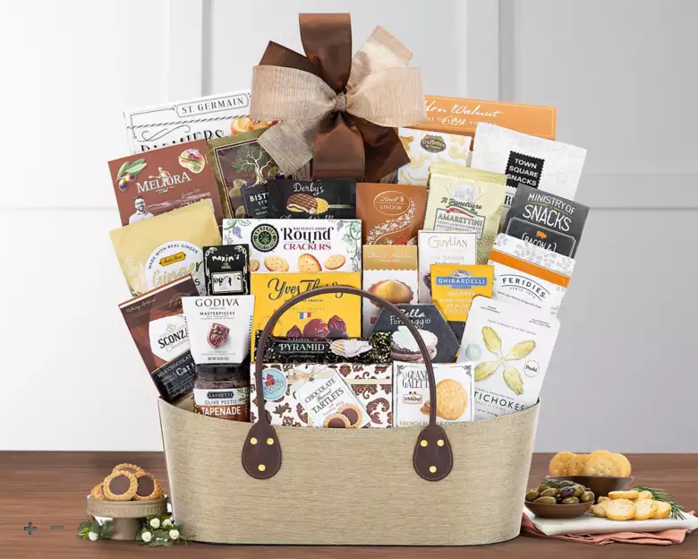 Elegant Expressions: Gourmet Savory & Sweet Gift Basket Tote for Any Occasion