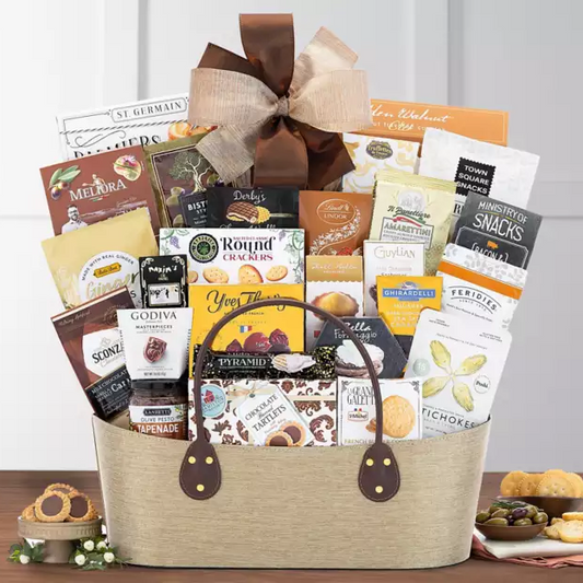 Elegant Expressions: Gourmet Savory & Sweet Gift Basket Tote for Any Occasion