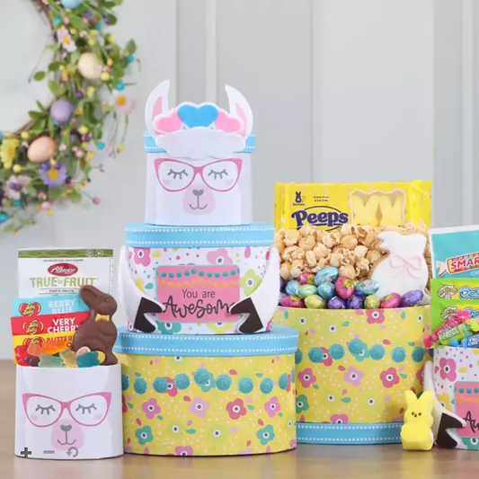 You Are Awesome! Llama & Floral Sweet Treats Easter Gift Tower