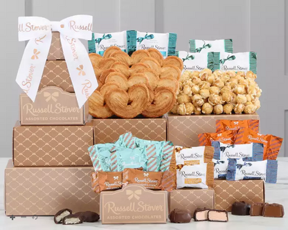 Sweet Delights: Russell Stover Chocolate & Popcorn Gift Tower