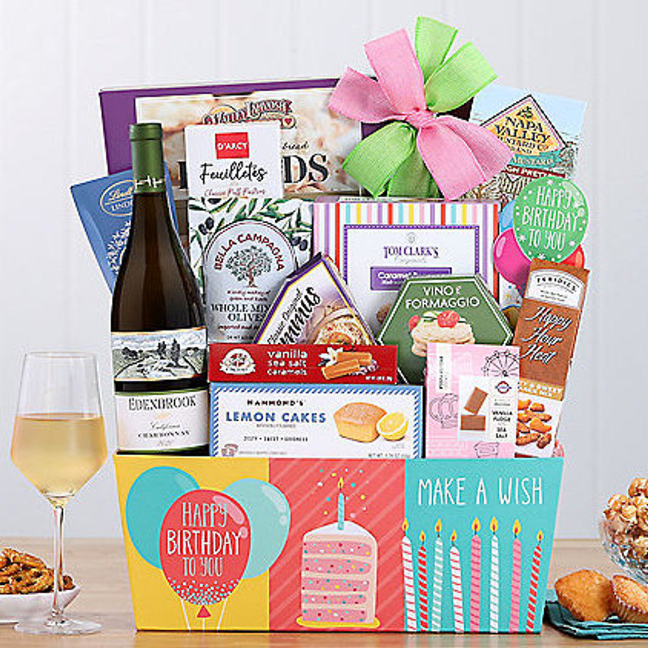 Edenbrook Chardonnay: Make a Wish Birthday Gift Basket with White Wine