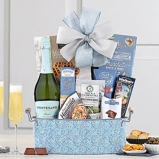 Montesano Sparkling: Mixed Gourmet Treats & Kosher Wine Basket