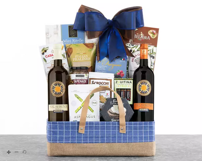 Val Serena Italian Duet: Red & White Wine Gift Basket